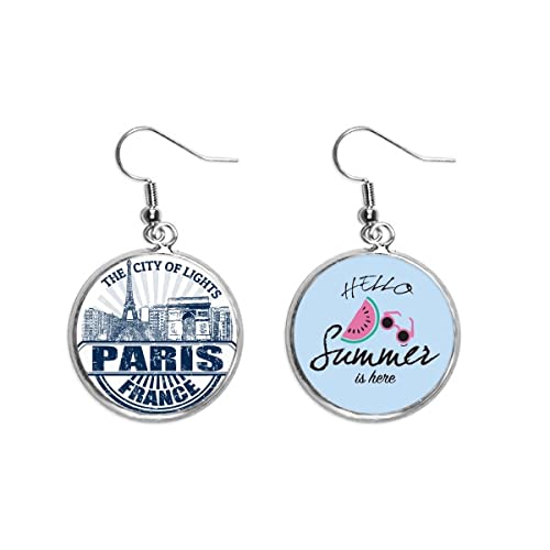 Pendientes de la Torre Eiffel estilo París con esmalte de sandía y acabados finos