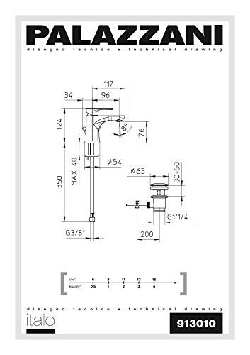 Palazzani Rubinetto Miscelatore Bagno per Lavabo