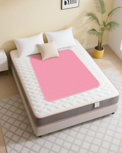Image of Washable Bed Pads 36 inch x 52 inch - 4 Pack, Pink, Waterproof Bed Pads for Incontinence, Bed Wetting Pads for Bed, Sofa, Floor, Resuable Underpads for Adults, Seniors, Pet