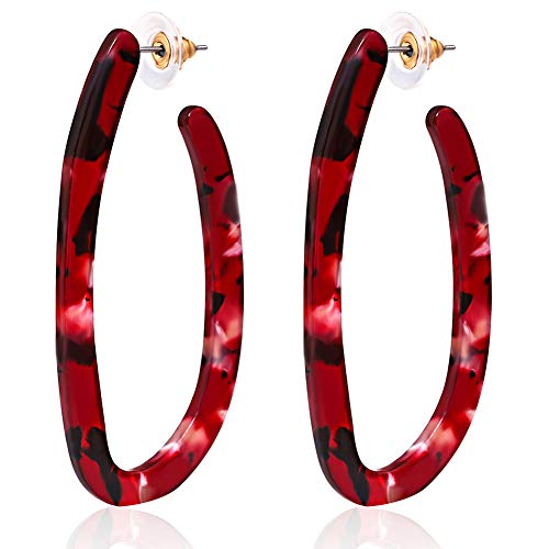 ALEXY Women’s Mottled Hoop Earrings Bohemia Acrylic Resin Hoops Stud Earrings