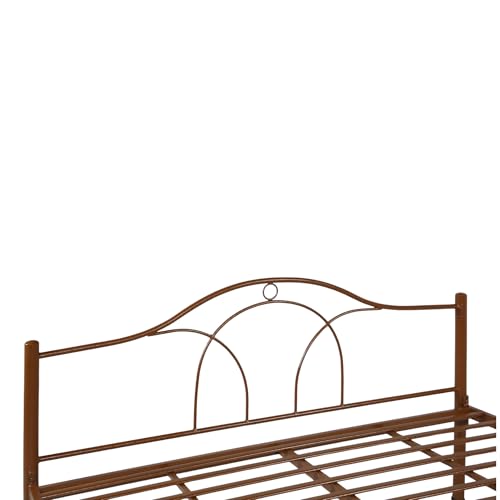Image of Alto Metal King Size Bed Without Storage | Wrought Iron Double Bed with Headboard & Footboard | Sturdy Powder Coated Platform Bed King Size Cot for BedroomLivingRoom Brown (75x72)