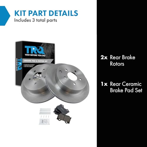 Image of TRQ Rear Brake Pad and Rotor Set Ceramic Compatible with 2013 Infiniti M37 2013 M56 2015-2019 Q70L 2018 Q50