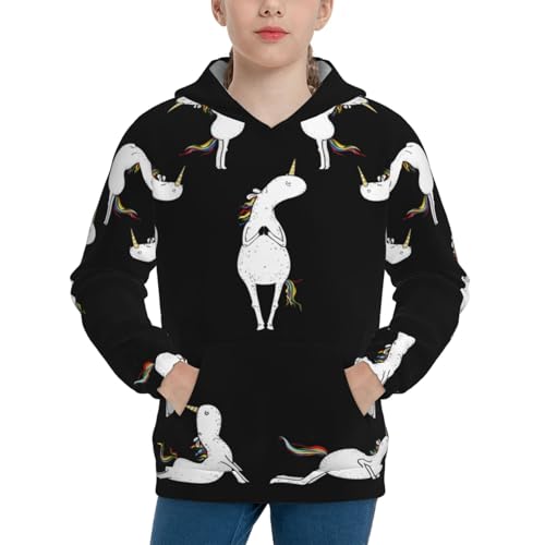 Unicorn Sun Salutataion Yoga Kids Pullover Hoodies Boys Sweatshirts Girls Athletic Clothes with Pocket
