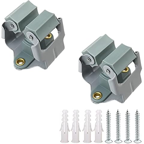 JianLing 2pcs Wall Mount Mop and Broom Holder With Screws Green 50x48x44mm Broom Organizer Home Bathroom Storage Rack Mop Holder Cover