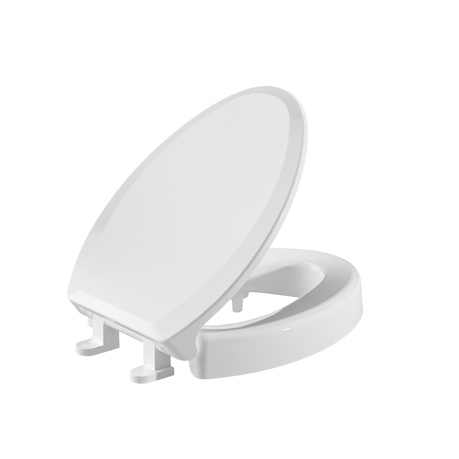 SAMODRA Raised Toilet Seat Riser, White, 3 Inch High Elevated Toilet Seat for Seniors, Soft Close, Easy Install & Clean (Elongated)
