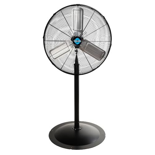 Image of Tornado 24 Inch High Velocity Stationary Non-Oscillating Metal Pedestal Fan Commercial, Industrial Use 3 Speed - 7600 CFM 6.6 FT Cord UL Safety Listed