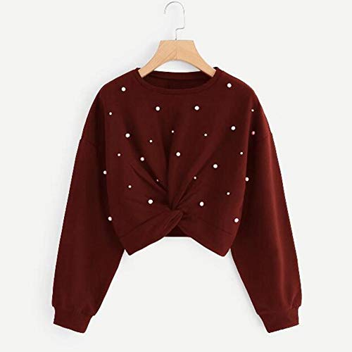 Suéter feminino de manga comprida com contas curtas, estilo pulôver de inverno estilo pulôver de tam