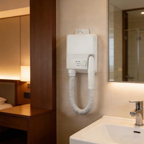Secador De Pelo De Pared: Secador De Pelo De Cuerpo Completo De Mano De 800 W, Silencioso E Impermeable, Con Enchufe E Interfaz De Afeitadora,Adecuado Para Baño, Gimnasio,Spa E Instalación En El Hogar Secador De Pelo De Pared: Secador De Pelo De Cuerpo Completo De Mano De 800 W, Silencioso E Impermeable, Con Enchufe E Interfaz De Afeitadora,Adecuado Para Baño, Gimnasio,Spa E Instalación En El Hogar