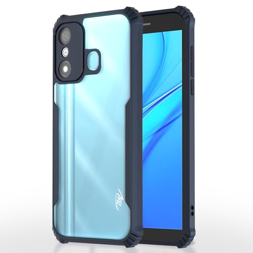 Image of Pikkme itel A27 Back Cover | Crystal Clear Transparent Back | Ultra Hyrbid | Full Camera Protection | Raised Edge | Bumper Back Case (Blue)