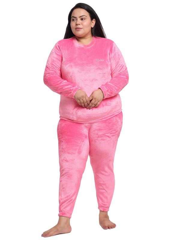 klotthe Women Light Pink Solid Wool Blend Night Suit-picture-39