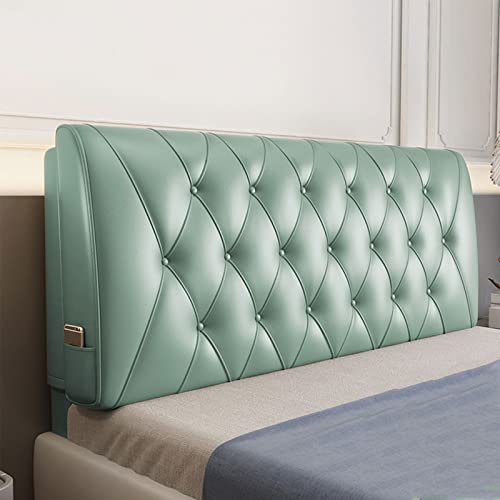 Cabecero con Almohada, Cabecero de Piel sintética Suave con Botones capitoné para Camas matrimoniales, Queen y King - Soporte Acolchado, Elegante tapizado Verde, 160 cm, comod