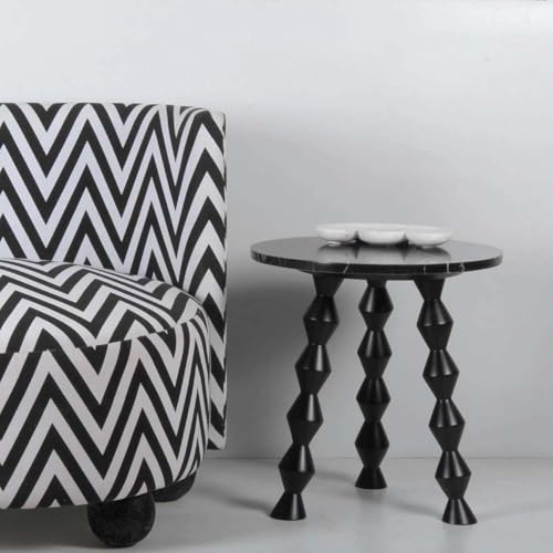 Image of Decor Corner Table Coffee Table Side Table, Round Solid Wood End Table Coffee Table Flower Stand Sofa Side for Living Room Balcony -Black