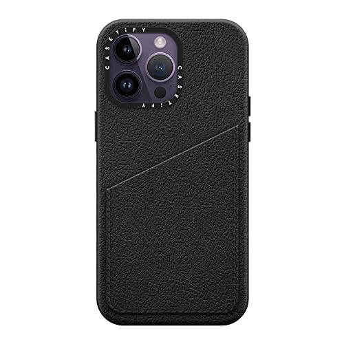 Casetify iPhone 14 Pro Max Leather Card Case [Int. Standard ID-1 Pocket Size] - Jet Black