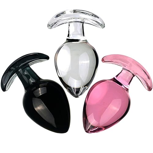 Axcroo Ø6.5cm Riesige Glas Analplug mit T-Bar Basis Glasdildo Extra Groß Buttplug Analkugeln Prostata Massager G-punkt Stimulator Anal Dilatator Butt Plug Sexspielzeug für Frauen Männer (Transparent)