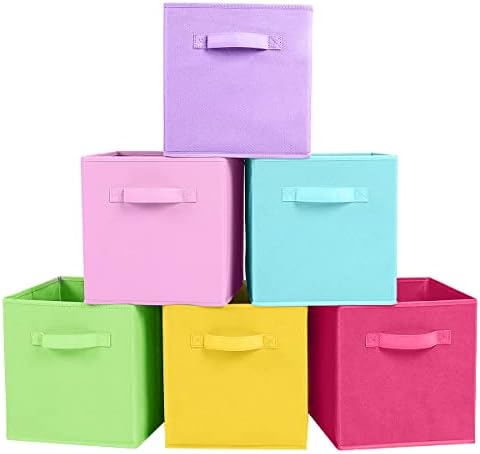 ShellKingdom Storage Bins, Foldable Fabric Storage Cubes and Cloth Storage Organizer Drawer for Closet and Toys Storage, 6 Pack (6 Colors)