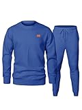 JMIERR Mens Knit Jacquard Track Suits 2 Piece Set Outfits Long Sleeve Pullover Sweatshirt & Running Joggers Sweatpants, Fall Tracksuit Sweatsuits Matching Lounge Sets, XL, Dark Blue