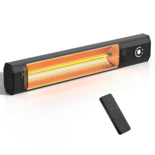 34" Wall-Mounted Electric Patio Heater, 1500W Infrared Outdo...