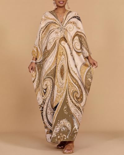 Image of Bsubseach Moo Moos for Women Batwing Sleeve Kaftan Dresses with Pockets