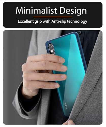 Image of WOW IMAGINE Shockproof Hybrid Back Cover for Mi Redmi 9A | 9i | 9A Sport | Hard Slim fit Back Case | PC & TPU | Clear Transparent Case - Blue