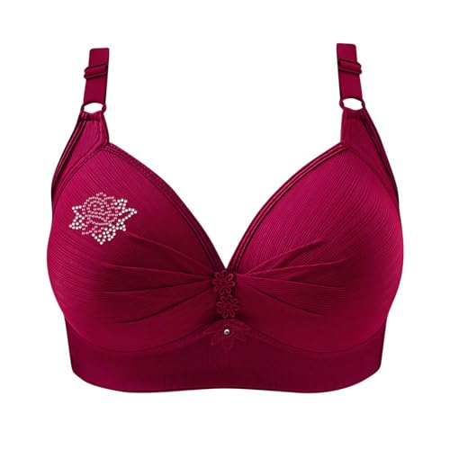 Sujetadores para mujer, sin aros, ajustables, cobertura completa, sostén, talla grande, brasier diario, conjunto de brasier y ropa interior para mujer, rosso, XXL