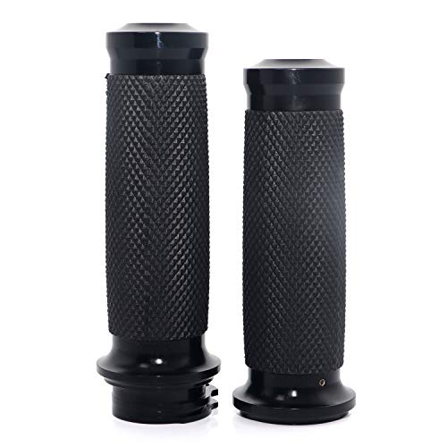 Bid4ze Poignées de guidon de moto noires de 25 mm compatibles avec Harley Davidson Touring Sportster Dyna Honda Yamaha Suzuki K-awasaki