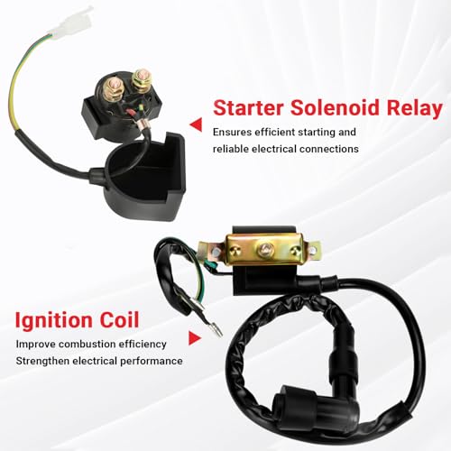 Image of GREHUA Ignition Coil Starter Solenoid Voltage Regulator CDI Compatible with Tao tao Coolster 125cc 110cc 90cc Kazuma Baja Chinese ATV Quad 4 Wheeler SSR Lifan CRF70 4 Stroke Go Kart Dirt Bike Parts