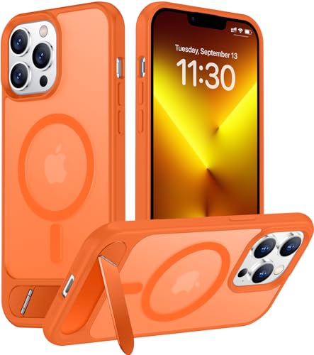 Image of Magnetic Compatible with iPhone 13 Pro Max Case, [Built-in Invisible Kickstand][Compatible with MagSafe][Military Grade Shockproof] Slim Translucent Matte Phone Case for iPhone 13 Pro Max 6.7 inch