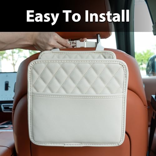 Image of FrgKbTm 2Pack Car Seat Back Hanging Bag Car Document Holder Multi-Pocket Bottle Bag Storage Box Organizer Travel Tidy Pouch Pocket Kids Beige