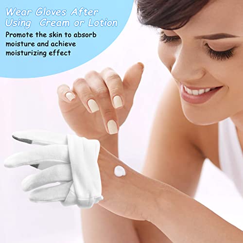 100% Cotton Moisturizing Gloves 5 Pairs, Touch Screen Friendly Cotton Gloves With Wristband And Washing Bag For Overnight Bedtime Eczema Dry Sensitive Irritated Skin Spa Therapy, Medium #TOP3