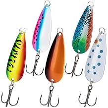 THKFISH 5pcs Saltwater Fishing Lures, Fishing Spoons with Durable Treble Hooks, Jigs Lure for Tuna Salmon Grouper, Sea Fish Jigging Lure, Trolling Spoon for Bass Fish with Tackle Box