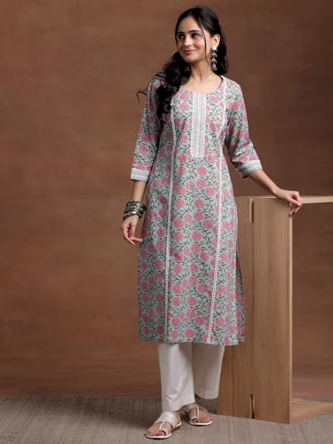 Image of Libas Printed Cotton Straight Kurta for Women