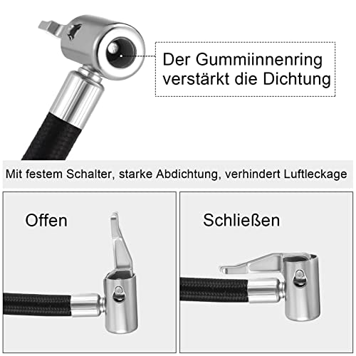Opopark Ventilverlängerung Set,35cm Reifenfüller Schlauchadapter mit 2 Stück 8mm Autoventil Hebelstecker Air Chuck,Reifenfüllschlauch Messing Autoventil Adapter für Auto Fahrrad Motorrad Kompressor