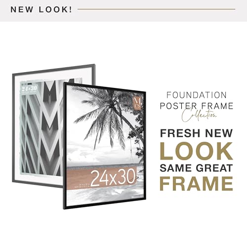 Image of MCS Foundation 24x30 Poster Frame Traditional Black, Vertical & Horizontal Wall Hanging Large Picture Frame for Photos, Posters & Art Prints (1-Pack)