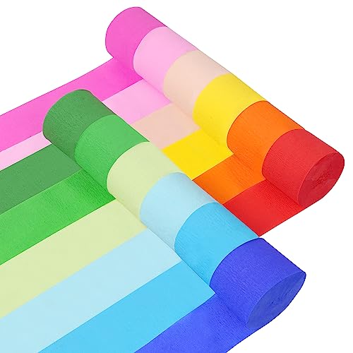 Image of 12 Rolls Crepe Paper Streamers - 12 Colors, Colorful Birthday Streamers for Birthday, Wedding, Baby Shower, Ocean, Rainbow, Bachelorette Party Decorations