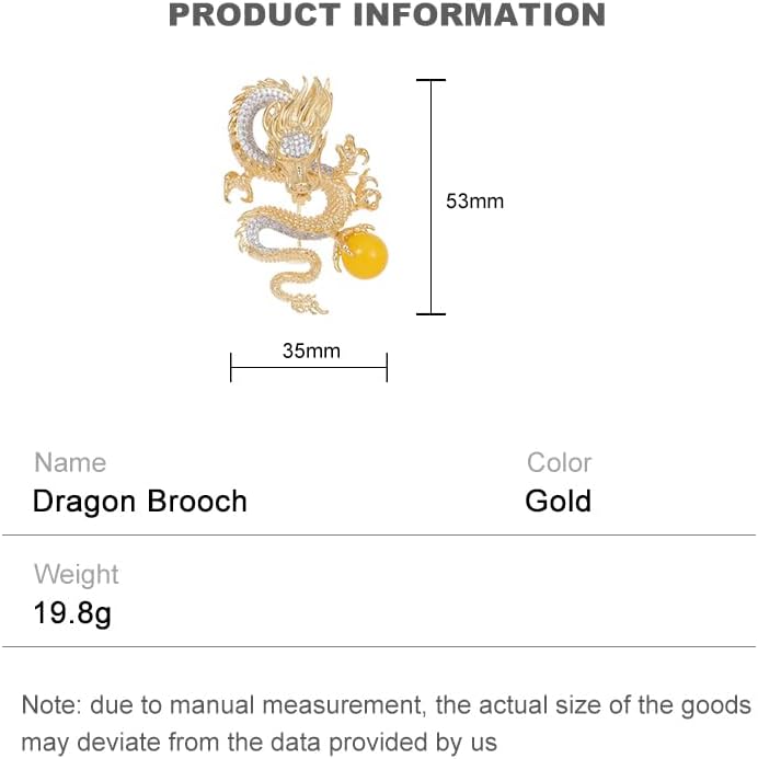 14K Gold Zodiac Dragon Brooch - Versatile Unisex Pin for Suits & Jackets, Luxury Fashion Accessory, Ideal for Astrology Enthusiasts & Special Occasions - Image 2