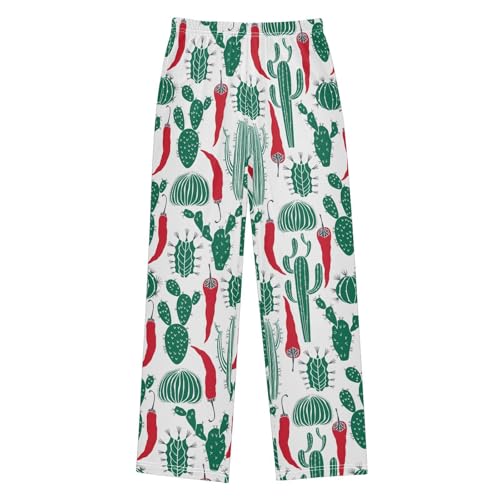 ZZXXB Chilli Cacti Boys Long Pants Soft Trousers Elastic Waist Kids Lounge Bottoms with Pockets S-XL