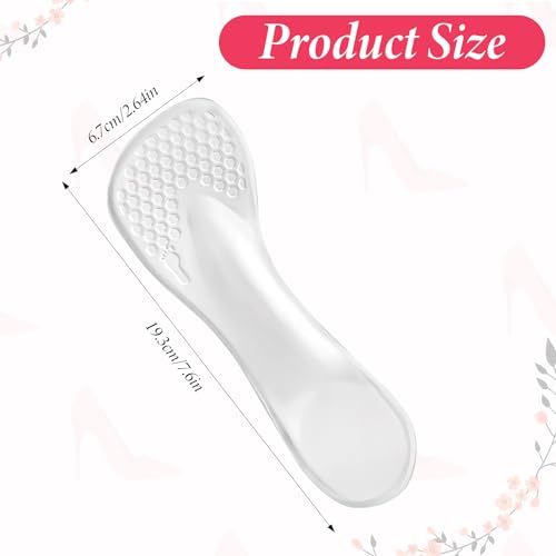 Image of 2 Pairs 3 /4 High Heel Cushion Insoles, Gel Self-Adhesive Arch Support Inserts, Slim Silicone Transparent Invisible Slipping Heel Relief Insoles for Women Sandal, Flats and High Heels