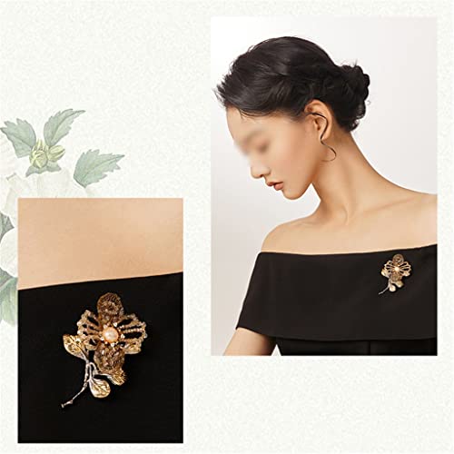 Broche de perles faite main fleur bicolore pour manteau chic