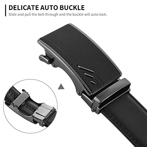 OOPOR Mens Belts Leather Ratchet Belt - Men's Automatic Buckle Adjustable Casual Dress Belt for Men Jeans Suits Work Gift 125cm: Directly Suitable for Waist Size 39"-46" inch Trim to Fit 28"-38" - Image 6