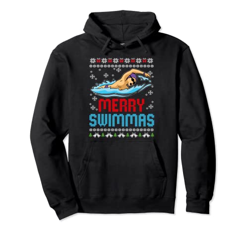 Merry Swim-mas Feo Pijama de Navidad Nadador fresco Sudadera con Capucha