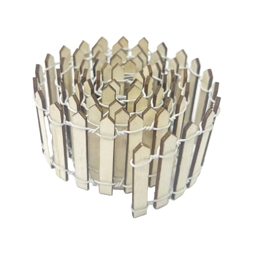 35 Inches Mini Fairy Garden Fence DIY Small Wood Decorative Picket Fence Micro Landscape Miniature Ornaments for Dollhouse, Crafts, Diorama Project, Plant Pot (Nature Wood-Brown Edge)