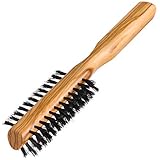 Redecker Wild Boar Bristle Half Round Hairbrush with Waxed Olive Wood Handle, 8-1/2-Inches