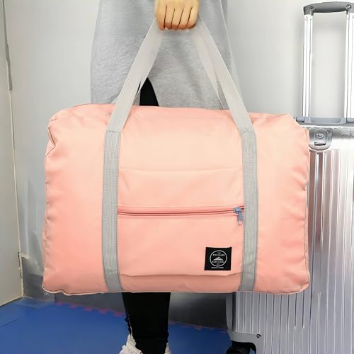 Travel Duffle Storage Bag, Portable Lightweight Large Capacity Luggage Shoulder Bag, Foldable Luggage Bag, Outdoor Supplies, Travel Supplies(Pink)