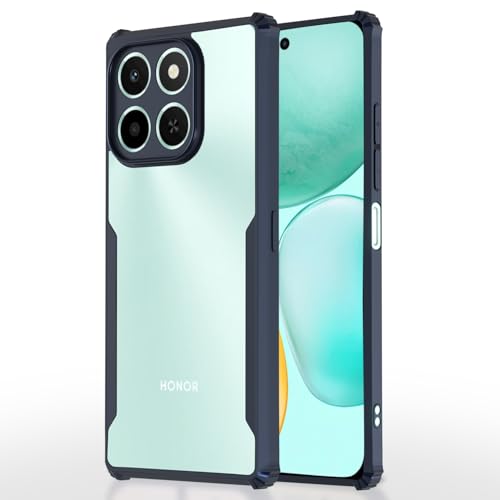 Image of Outlouders Back Cover for Honor X6c| Ultra Hybrid Transparent | Full Camera Protection | Raised Edge | Crystal Clear Bumper Case (Blue)