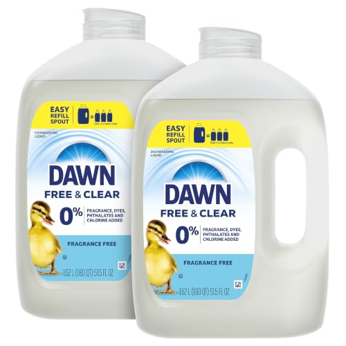 Dawn Free & Clear Refill Jug Dish Soap, Dishwashing Liquid, Tough Grease Removal, Unscented, 51.5oz (Pack of 2) - image 7