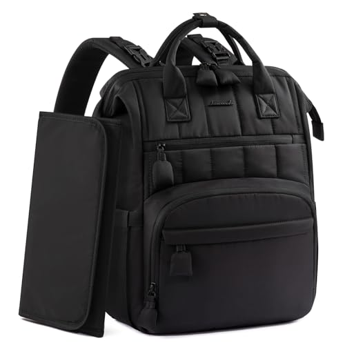 LOVEVOOK Sac à Dos à Langer pour Bébé, Sac à Couches Imperméable avec Tapis à Langer, Sac Maman Organiseur avec Fixations pour Poussette, Sac à Dos de...