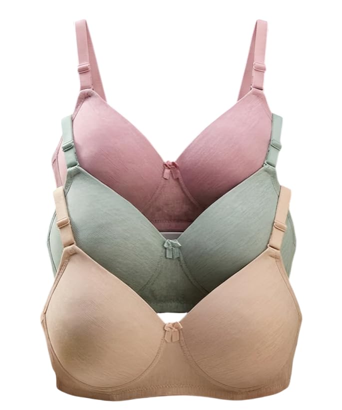 Women's Lycra Lightly Padded Full Coverage Wirefree T-Shirt Bra Pack of 3-picture-10