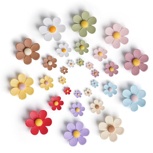 Winter Shore Imanes Nevera 3D de Flores - (Pack de 30) - Imanes Pequeños Decorativos Florales de Colores - Imanes Fuertes y Bonitos para Nevera, Pizarra, Taquilla - 10 Colores Surtidos, 3 Tamaños