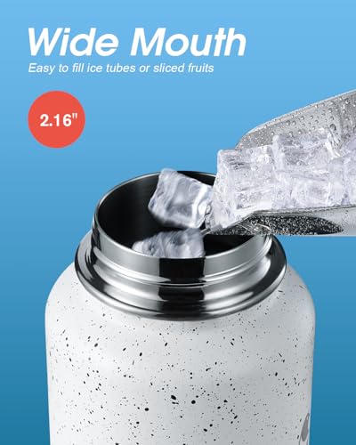 Image of Coolflask 40 oz Water Bottle Insulated with Straw & 3 Leakproof Lids