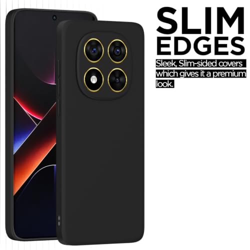 Image of Outlouders Back Cover for Poco X7 5G | Camera Protection | Durable Soft Matte Silicone Bumper Case (Black)